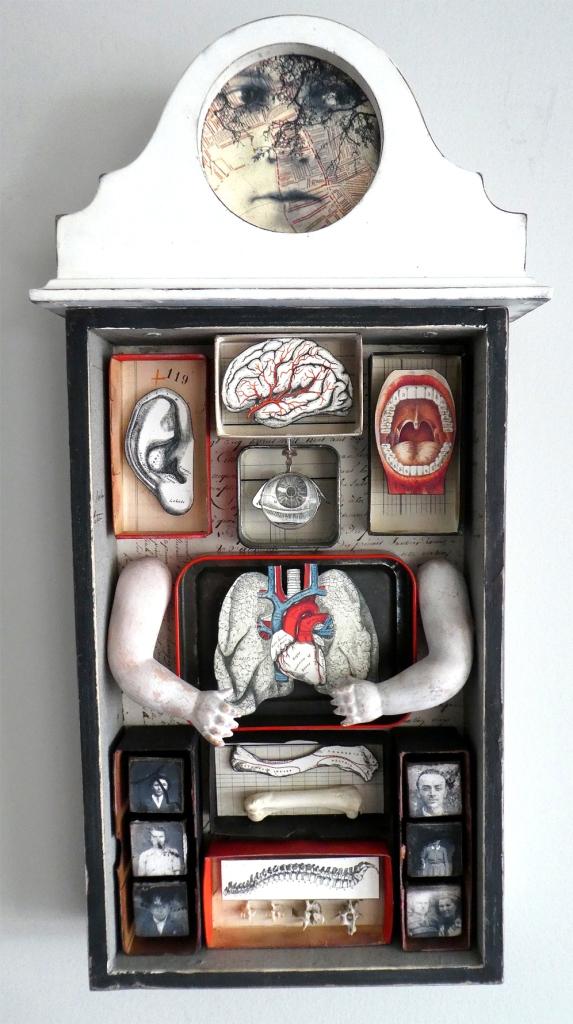 Anatomy Collage art work by Wilma Millette vancouver island collage artist.